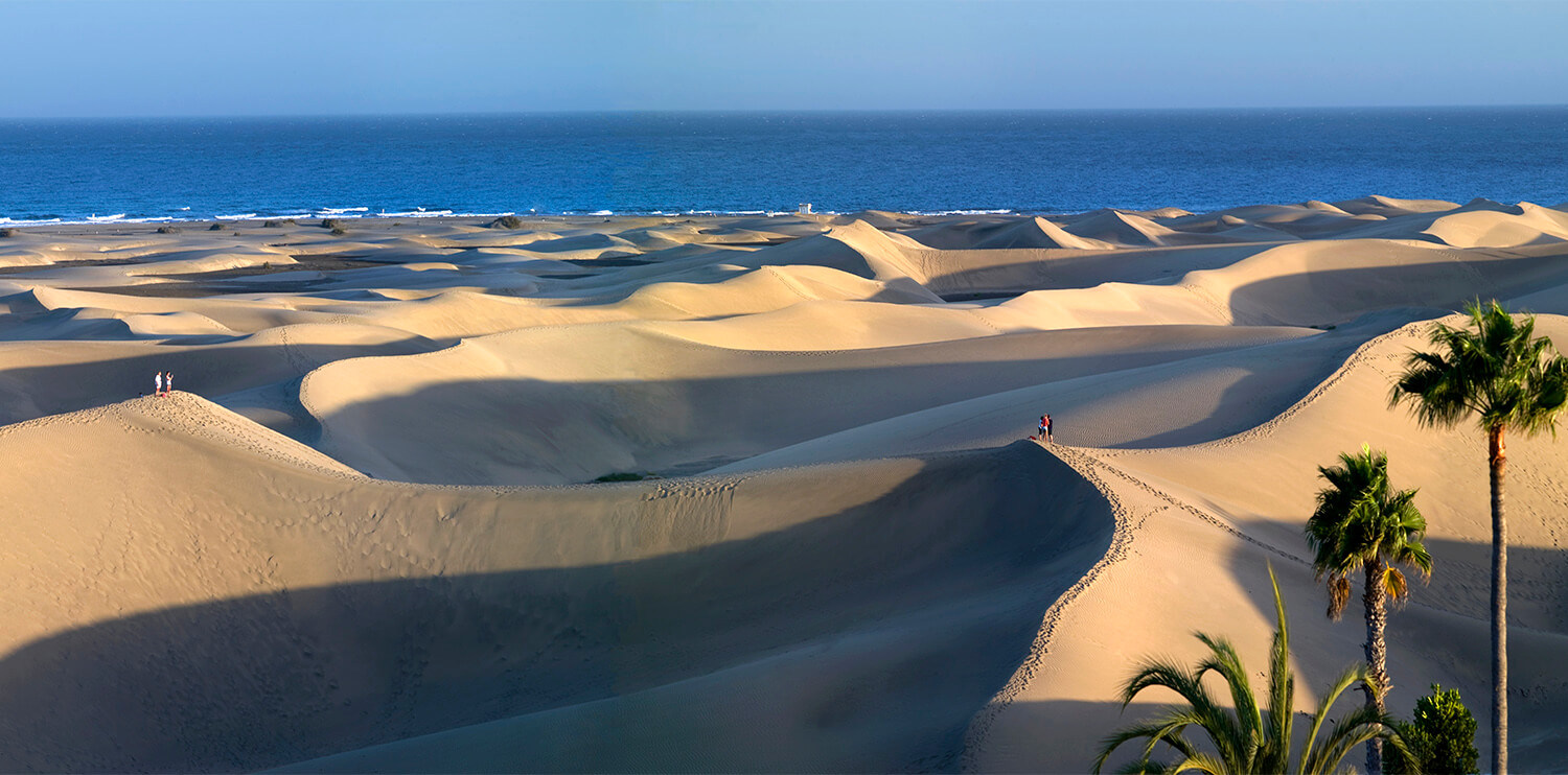  General view of the Maspalomas Dunes in Gran Canaria next to the Lopesan Hotels & Resorts hotels 